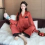 女士长袖蕾丝撞色家居服