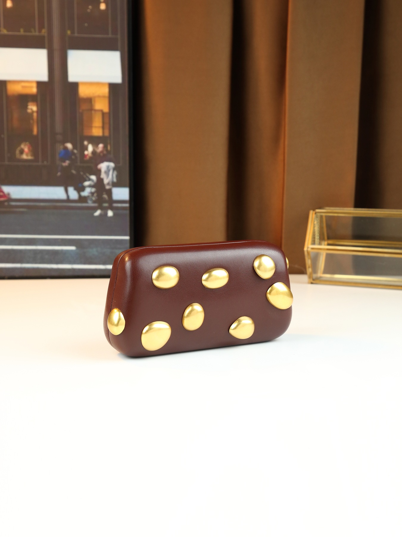 Borsa a tracolla box a pois elegante borsa minimalista per donna_voghion.com