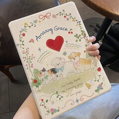 花叢子犬の本の黒いソフトケースはipad air 4/5タブレット保護カバー2024pro 7/8/9/1を適用します。