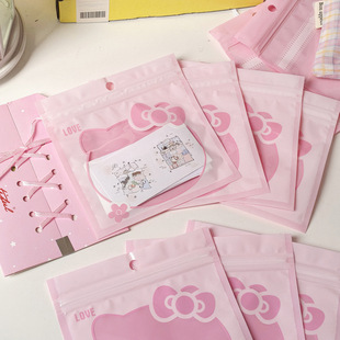 Ins New Sanrio Cartoon Kt Cat Ziplock Bag Small Card Out Card Thickened Large Capacity Cute Packaging Plastic Bag