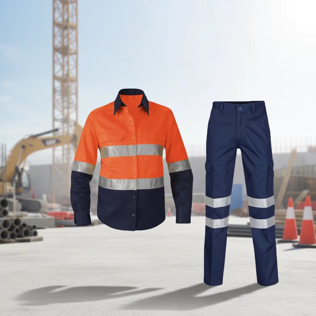 Pantalones reflectantes de algodón resistentes al desgaste de mediana edad sitio de construcción minería estación de servicio pantalones de trabajo pantalones de protección laboral tira reflectante
