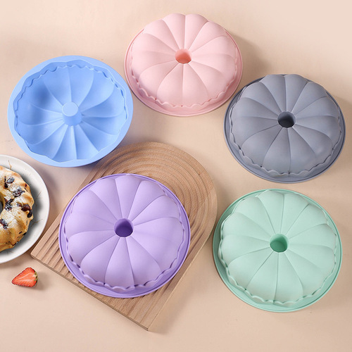 Silicone cake mold DIY cake making tools high temperature resistant oven mold pumpkin six-hole round baking supplies tools