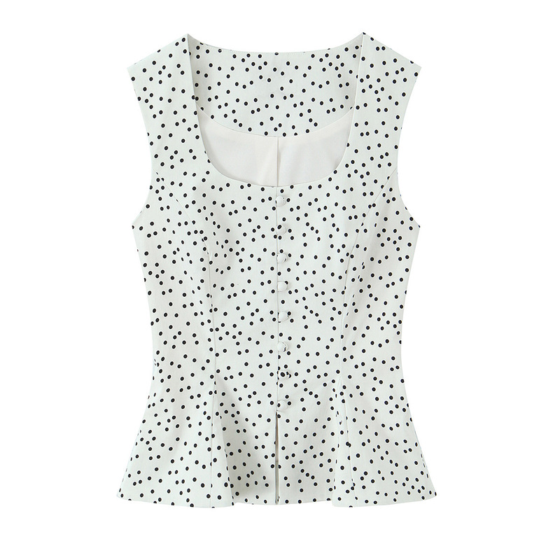 Pb&Za Women's Clothing 2026 Summer New Style Elegant and Stylish Polka Dot U-Neck Bow Shirt Uwg260062