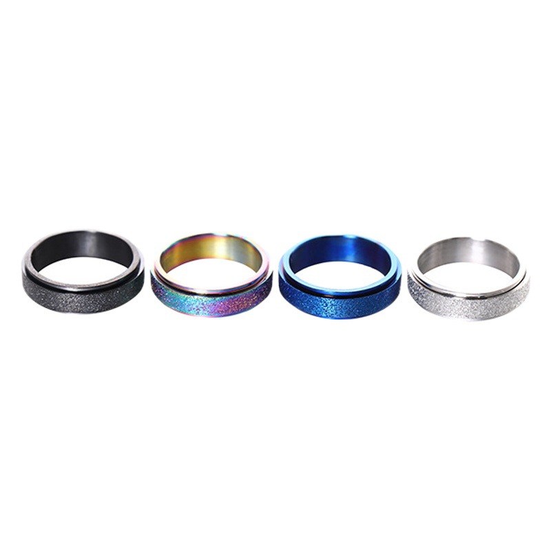Joyería de acero de titanio de Europa y América anillo esmerilado simple de las mujeres anillo de color de descompresión giratoria joyería de acero inoxidable de los hombres image 1