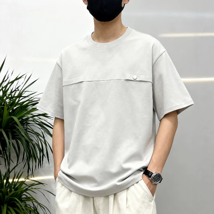 Camiseta de manga corta de marca de moda transfronteriza, camiseta de cuello redondo suelta para hombres, simple y casual de media manga, camiseta de estilo relajado para hombres.