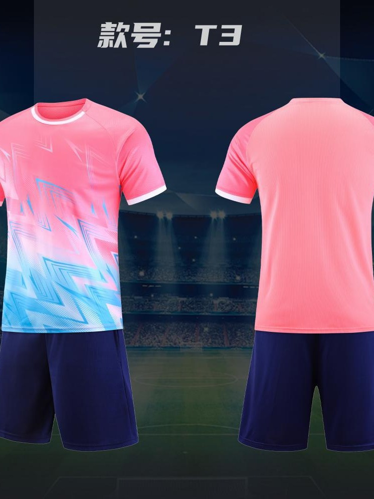 Juego de entrenamiento para hombres, ropa de entrenamiento para niños, ropa deportiva de manga corta para adultos, red jacquard T3 secado rápido