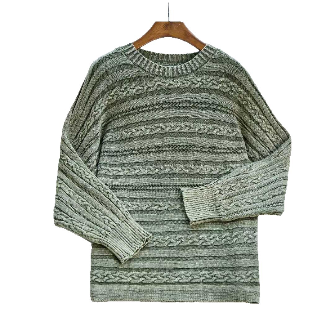 Europa y los Estados Unidos transfronterizos de cuello redondo jersey de torsión de mujer overhead nuevo retro otoño invierno hacer suéter de mujer viejo vestido exterior image 6