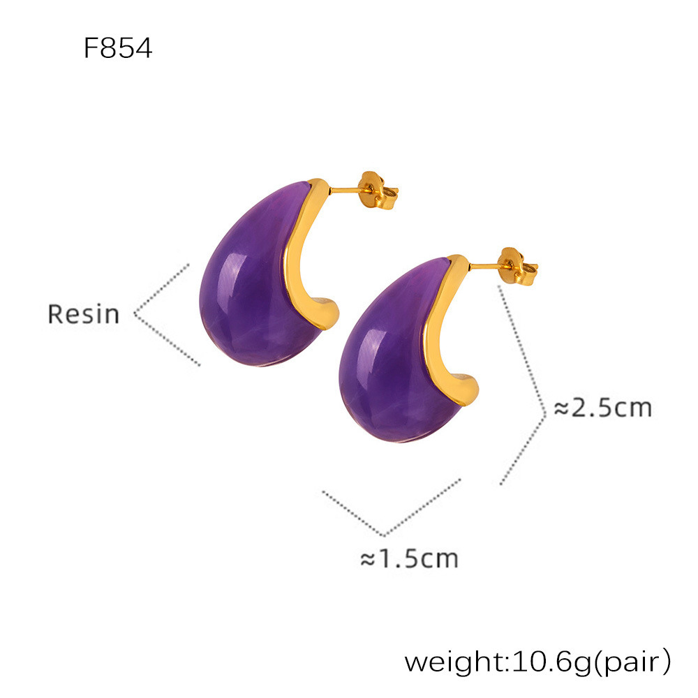 Dopamine Candy Colour Resin Square Earrings For Women Titanium Steel_voghion.com