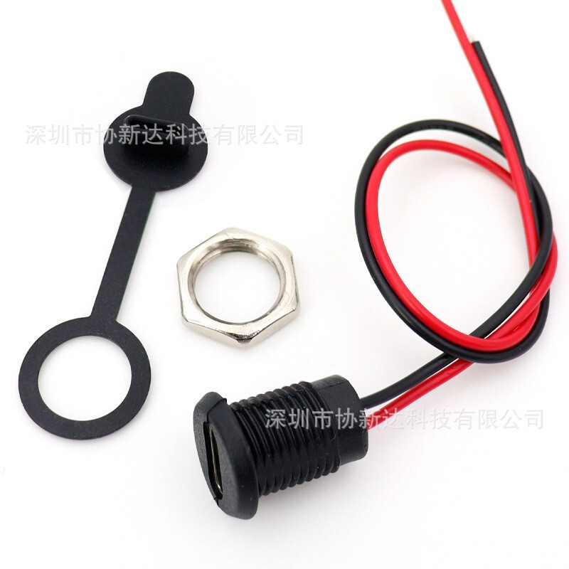 Car-Mounted Typec Female Charging Port USB Tpc2P Power Interface with Nut Ip67 Waterproof Car Fast Charging