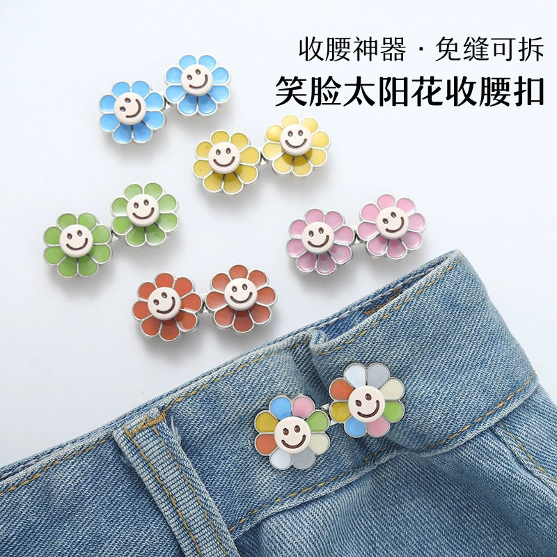 Смайлик ромашки с талией пряжка с плоским дном съемная бесшовная безшовная пуговица