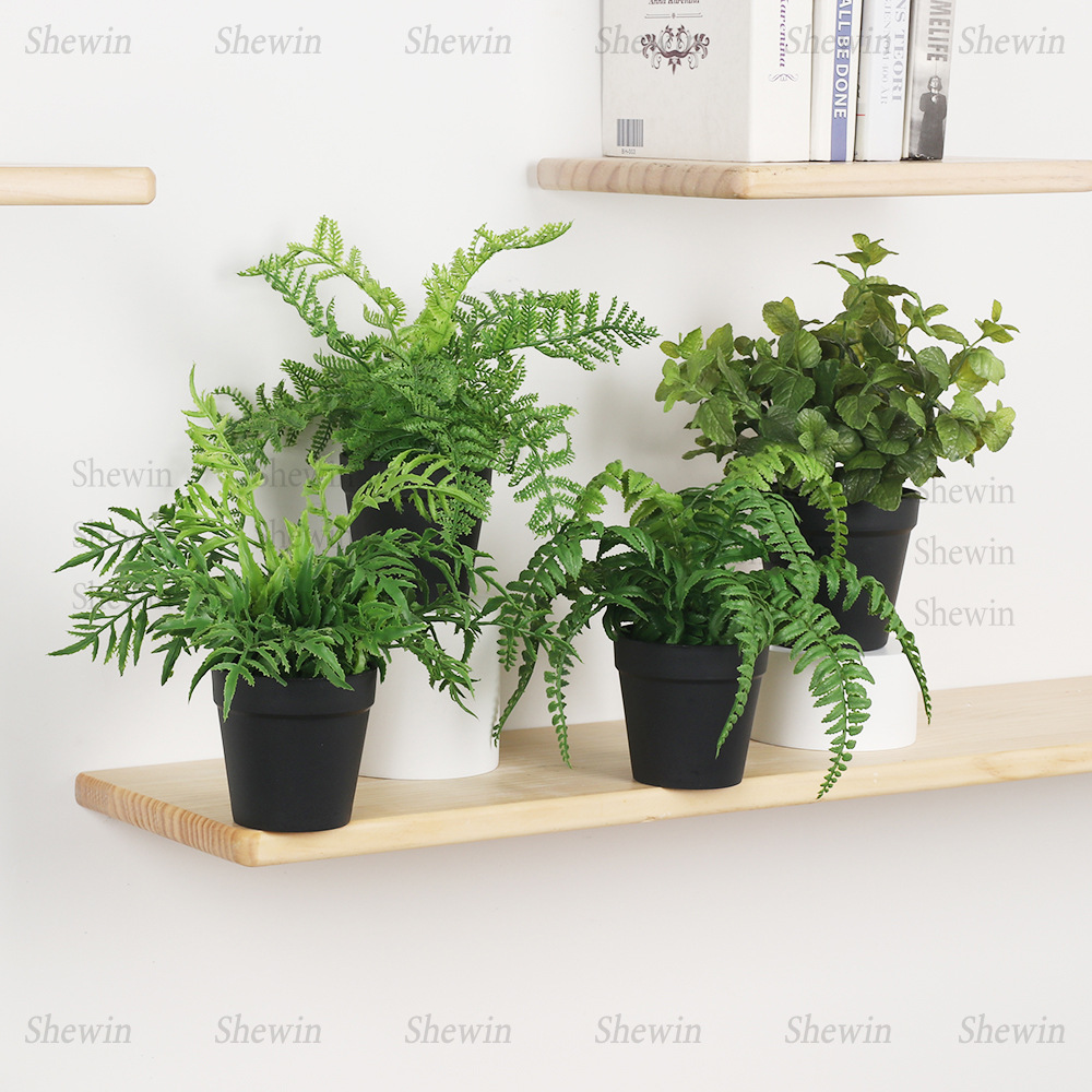 Nuevo estilo realista sensación de mano hoja de bambú imitación de maceta transfronteriza decoración interior decorativa plantación verde decoración artificial bonsai