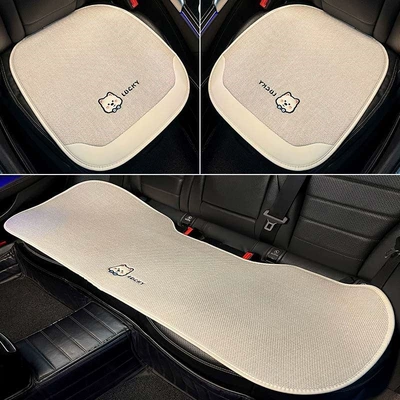 Seat cushion, seat cover, Interior 2026 Asian linen car - suitable-for-all-seasonswest-highland-bowknot-puppy-beige-cushion-3-piece-set