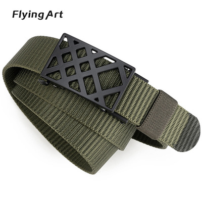 FlyingArt Manufactor No teeth Automatic deduction Polyester fiber men and women Customized LOGO Casual jeans belt