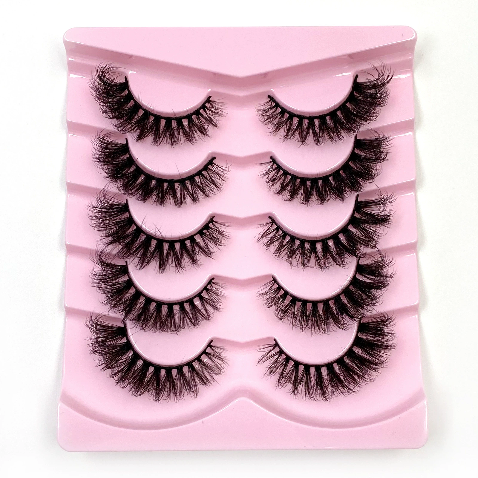 False eyelashes (Shein/Temu/Amazon) D21–D30, thick fluffy messy‑fur styles, multi‑pair trays