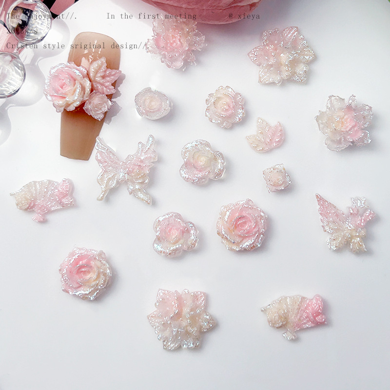 Little Red Book with Fine Flash Light Powder Nail Art Accessories Material Bag Luminous Butterfly Nail Art Accessories DIY Earrings Accessories