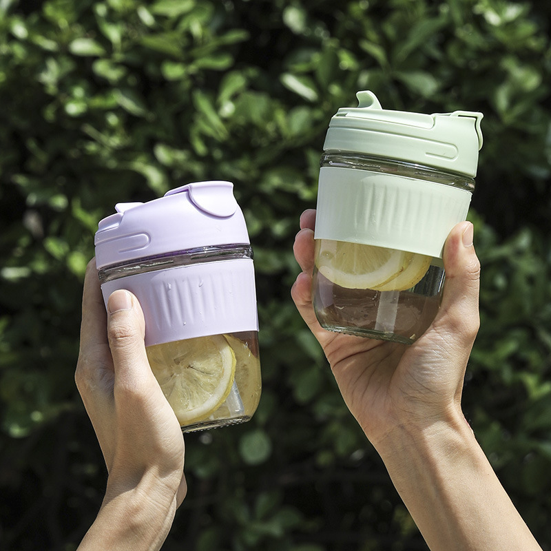 New double-sided drinking cup with straw, food-grade glass, gift for logo printing, floor promotion, advertising, opening gift, glass cup