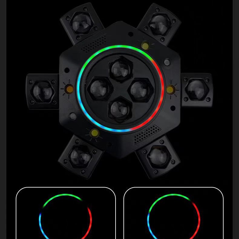 Seis brazos King Kong bola mágica patrón estroboscópico luz láser barra bungee luces de escenario KTV luces flash giratorias sacudeca luz