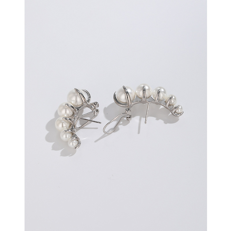 Pendientes de perlas de plata esterlina 925 de lujo de alto grado pendientes de temperamento retro nicho cuñada loca mismo estilo pendientes para mujeres