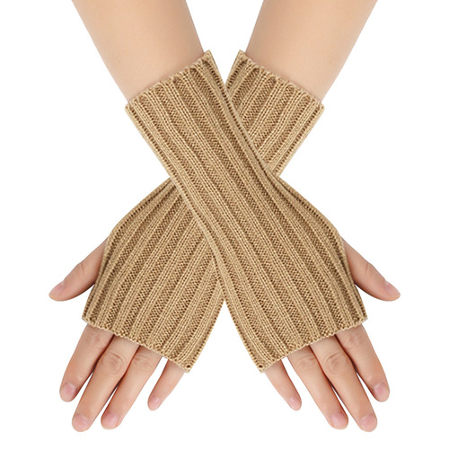 Autumn and winter acrylic wool gloves warm arm sleeves leaky fingers autumn and winter fake sleeve sleeves cross-border knitted gloves hand warmers
