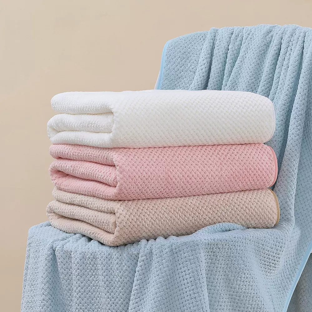 珊瑚绒菠萝格大浴巾加厚90*170成人速干吸水游泳沙滩巾礼品浴巾