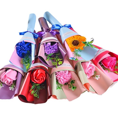 Qixi gift soap flower single rose small bouquet artificial carnation valentine's day soap flower teacher's day gift 