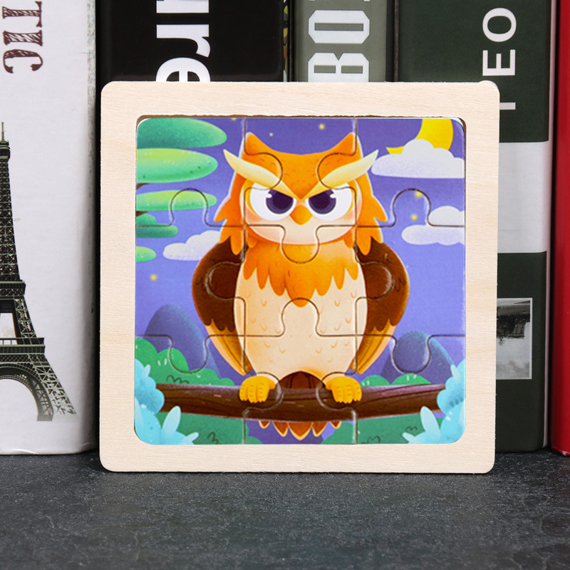 Puzzle pequeño plano de madera de 9 piezas Animal Ocean Traffic Kindergarten Educación temprana Juguetes educativos Puzzle simple de entrada