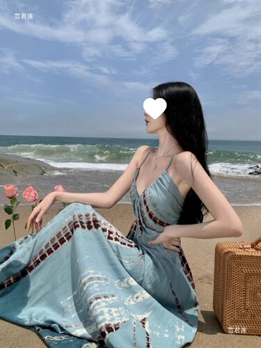 Bohemian Vacation Dress for Women - Summer French Tourist Outfit - Photography Beach Sand Skirt - Elegant Long Dress