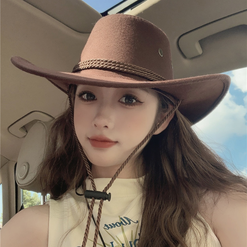 Cappello da cowboy a tesa larga con protezione solare, stile retrò western americano, da uomo, stile jazz, da donna, estivo, britannico_voghion.com