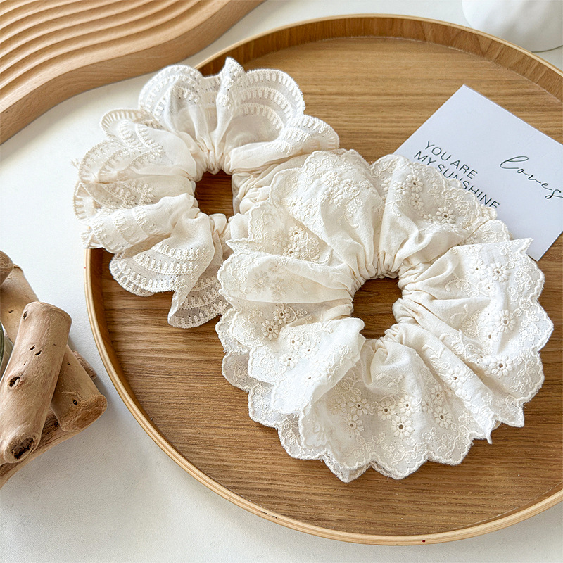 20g Weight Hair Tie Hair Accessories Type 1 Piece Quantity Holiday, Daily Occasion Solid Color Pattern Women's Gender Simple Style, Classic Style Style Super Fairy Internet Hot New Lace Large Intestine Ring Hair Ring Graceful And Fashionable Girl Top Cuft Boutique Hairware 1
