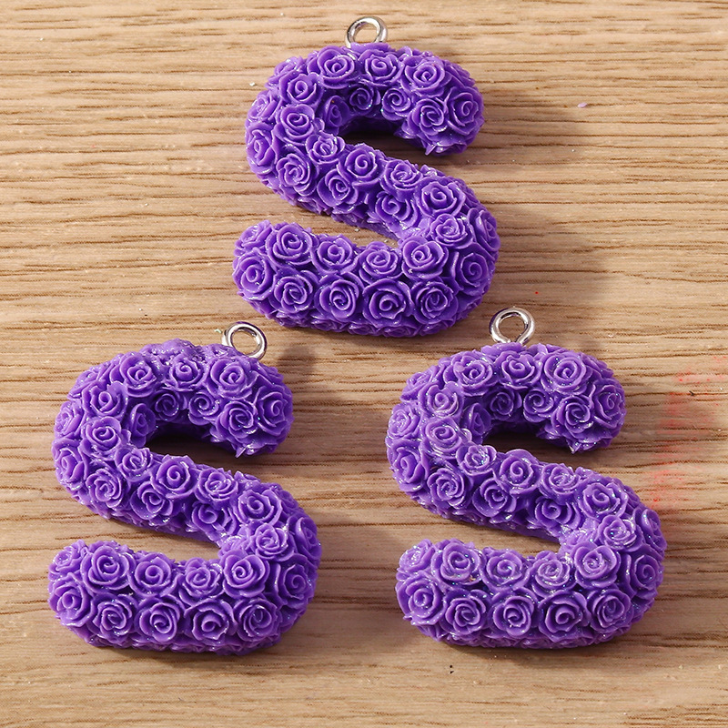 30g Weight DIY Jewelry Accessories Classification 10 Pieces Quantity Plastic Material Letter, Rose Pattern Stoving Varnish Design Cartoon Style, Romantic Style 10 Pieces Plastic Letter Rose 21