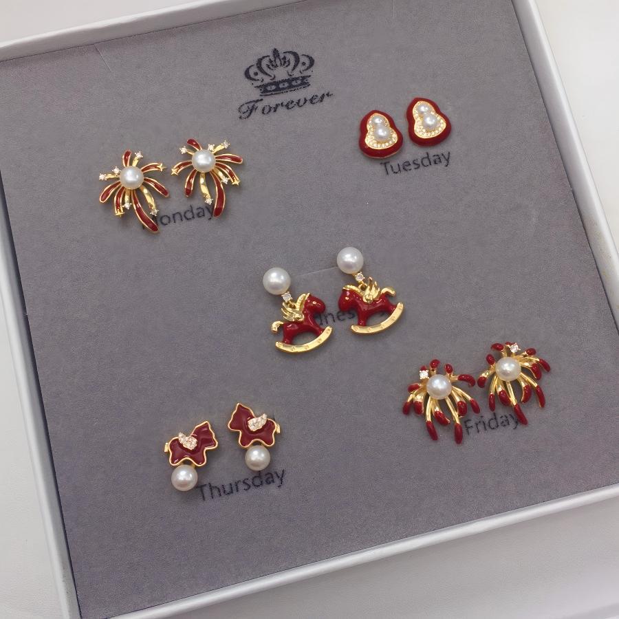 Zhuji Natural Freshwater Pearl Earrings, New Year Red Zodiac Year Earrings, Pearl Earrings for Women, Wholesale Supply