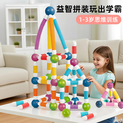 跨境百变拉伸缩磁力棒积木宝宝拼图儿童益智积木拼搭磁铁玩具批发