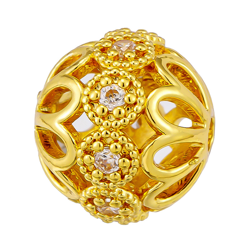 Colgante de cobre micro incrustado Gufasha oro goteo de aceite perlas de transferencia DiDi con perlas de acessorios de perlas huecas fábrica de perlas al por mayor