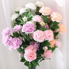 メーカーの卸売りヨーロッパ式の3頭の洋牡丹は花の家の結婚祝いの装飾の偽の花の3頭の洋牡丹をシミュレーションします。