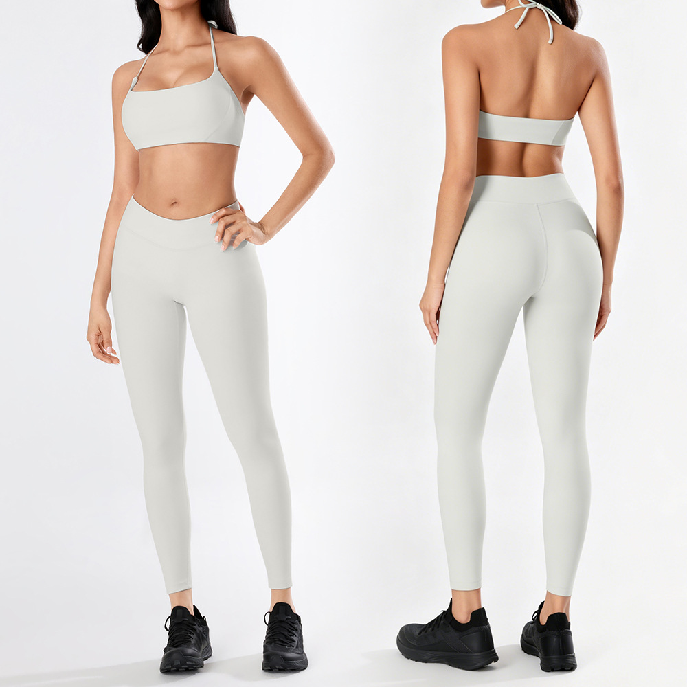 Yoga desnudo chaleco de mujer nuevo cintura alta hip running pantalones de entrenamiento elástico ajuste conjunto de ropa de entrenamiento
