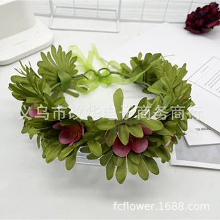 夏威夷海边沙滩度假花环发饰森系新娘伴娘仿真花头饰写真拍照道具