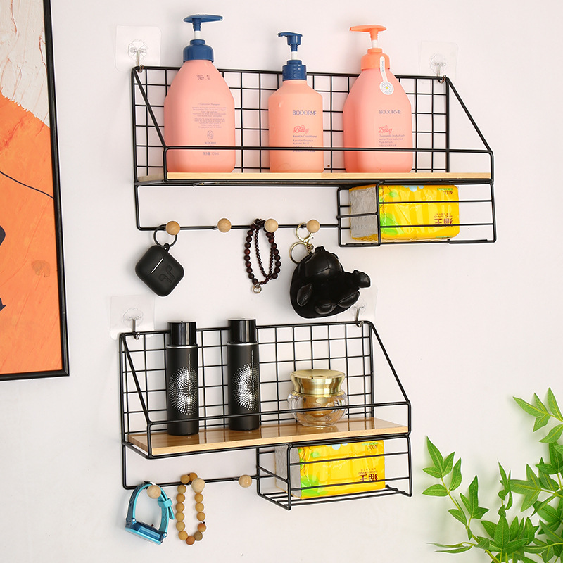 Modern Minimalist Iron Art No-Installation No-Drill Tissue Holder Storage Rack Multi-Purpose Organizer for Kitchen Countertop Storage