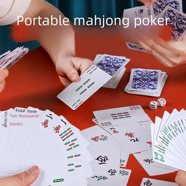 Card mahjong playing card portable household thickened durable travel plastic waterproof Sparrow 144 special cards
