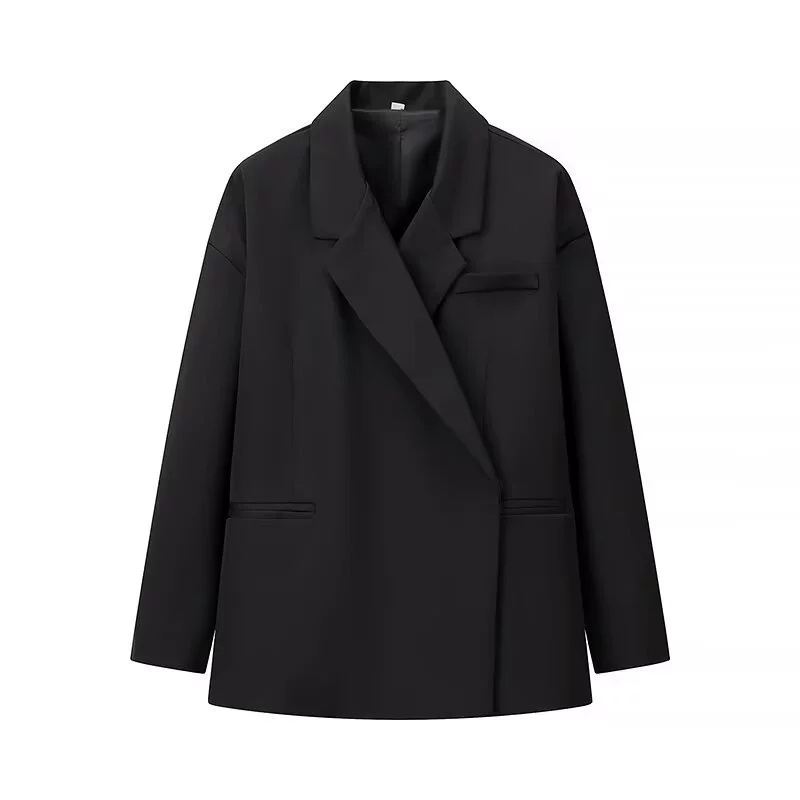 Loose-Fit Women's Blazer, Classic European City Western Style Jacket, S–L, Black/Gray/Khaki