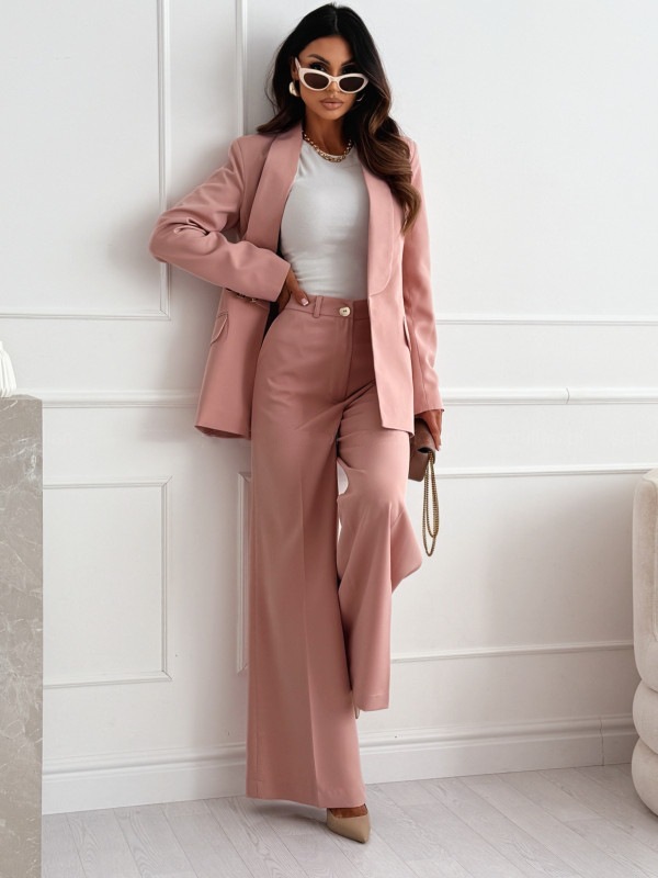482g Weight Long Sleeve Sleeve Length wool blend, Polyester Fabric Type Blazer Suits Co-ord Set Sets Type 2 Pieces Set Quantity Business Occasion Business Women's Elegant Classic Style Solid Color Wool Blend Polyester Blazer Suits Co-ord Set Pants Sets
