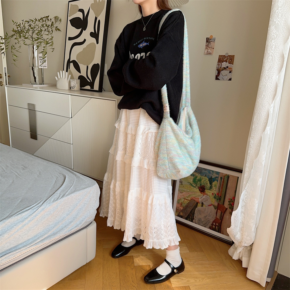 310272 ins Cute Rainbow plush Bag, Women's Autumn and Winter New large-capacity single-shoulder bag, commuter bag, crossbody bag undefined