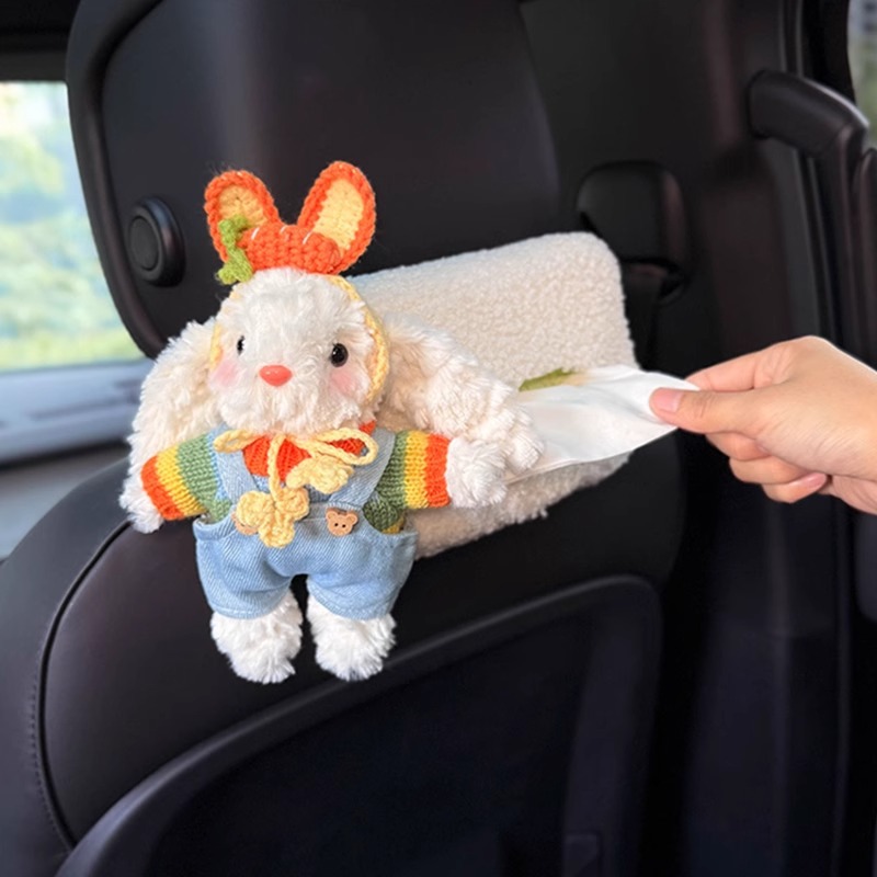 Creative Rabbit Car Tissue Box Storage Car Hanging 2025 New High Sense Car Doll Lady