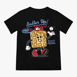 batter up 英文字母卡通印花纯棉T恤短袖日韩女同款大码