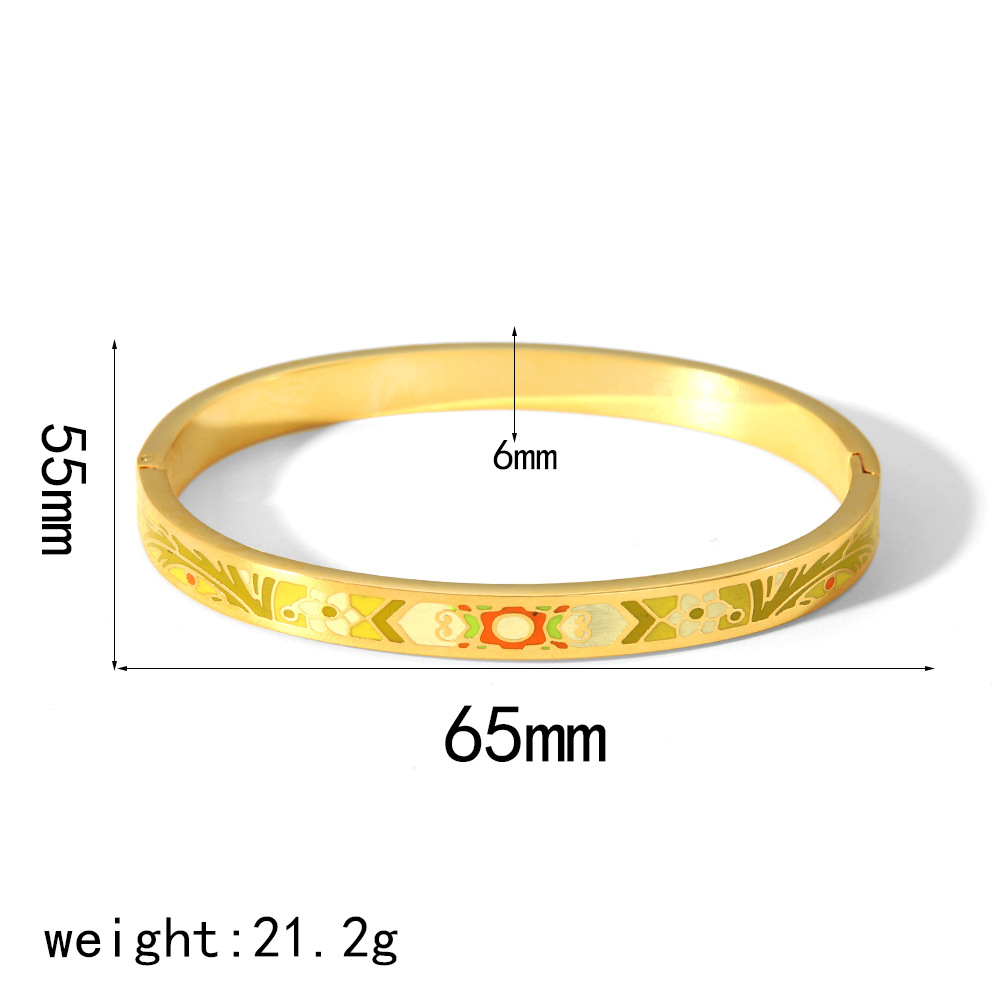 Nueva pulsera de esmalte pintada de verano de estilo europeo y americano de acero inoxidable chapado en oro de 18 quilates joyas de alta calidad para mujeres