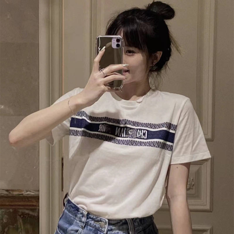 Cross-Border Correct Version of the Original Do Brand Spring New Classic Logo Jacquard Short-Sleeve T-Shirt Top for Men and Women Cross-Border Correct Version of the Original Do Brand Spring New Classic Logo Jacquard Short-Sleeve T-Shirt Top for Men and Women
