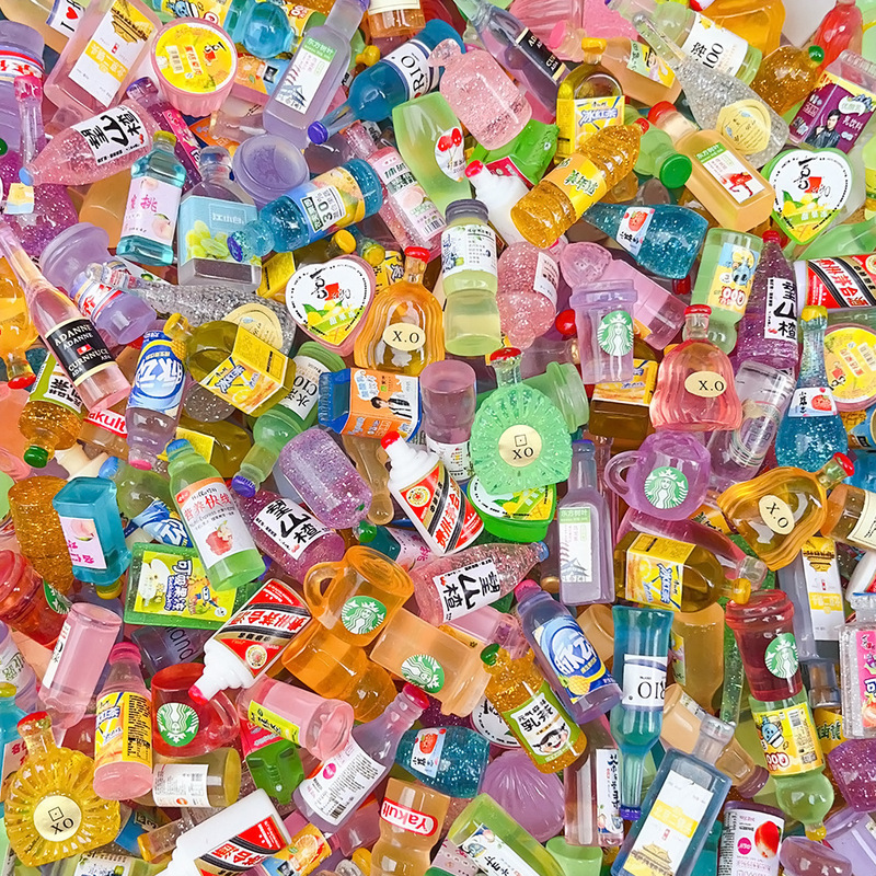 diy simulation miniature food and play convenience store beverage bottle small wine bottle play house toy doll machine resin accessories