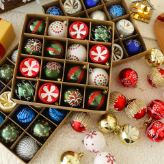 国境を越えた新しいクリスマスボールクリスマスクリスマスツリー掛け藤条小カラーボールペンダント6cmメッキ異形吊りボール
