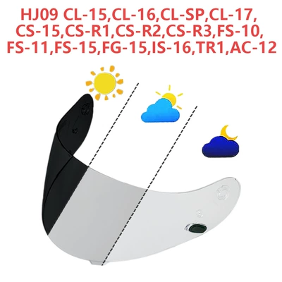 Dəbilqə (Kaska) aksesuarları: Tr1 Helmet Visor - hj09-transparent-to-dark-black