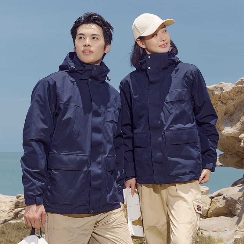 男女兼用3in1着脱式アウトドアツーピース防水防風登山ジャケット作業服スキーウェア|undefined