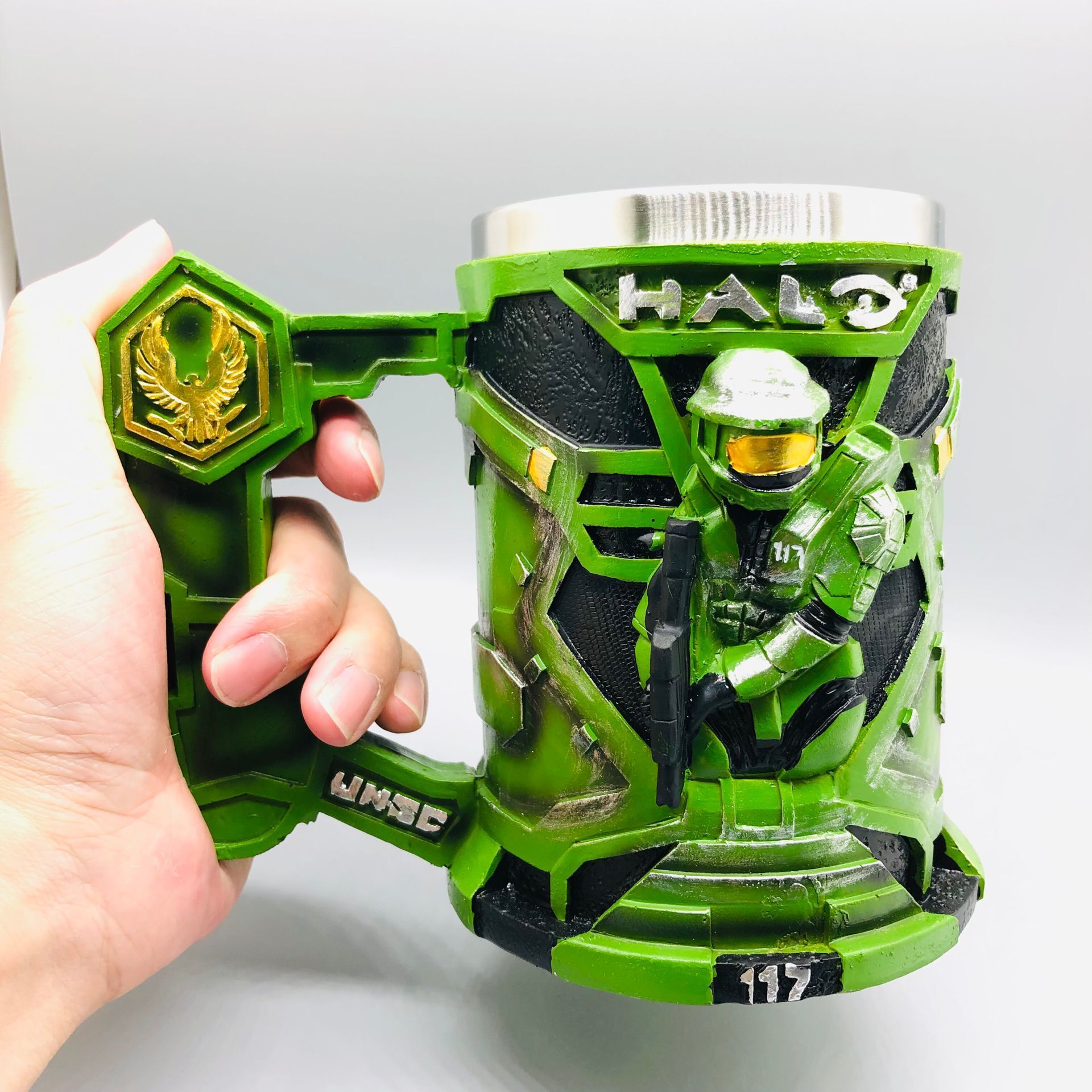 Halo Infinite officer Mark copa de vino verde soldado Master Chief Taza Tankard